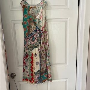 Johnny Was silk Multicolor Patchwork Dress